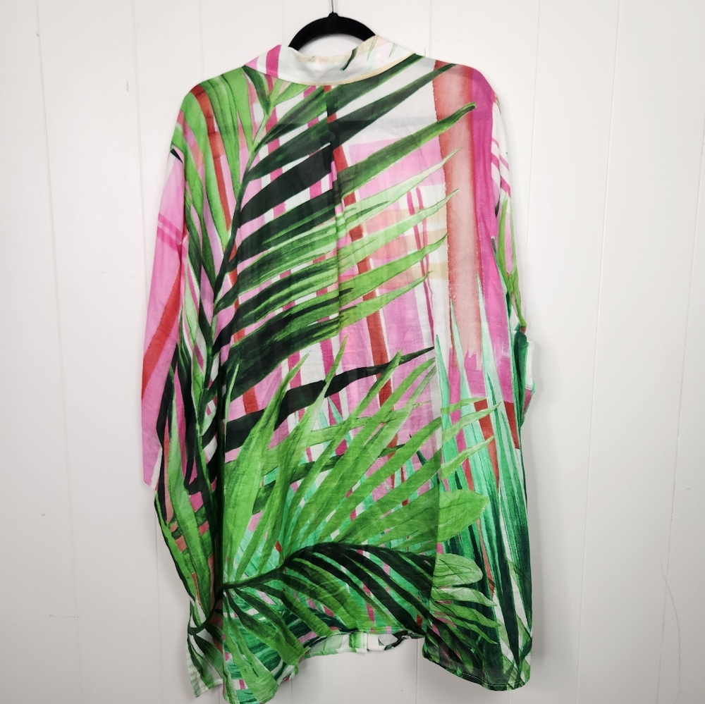 Selection Ulla Popken Tropical Button Down Tunic Blouse Flowy Plus Size 28 30 - Picture 4 of 12
